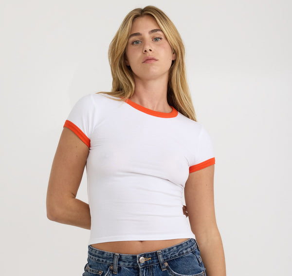 Organic Basics Core Play Baby Ringer Tee White