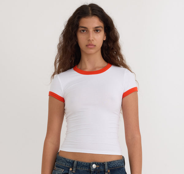 organic basics Core Play Baby Ringer Tee White