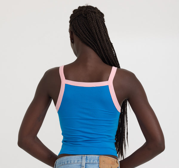 Organic Basics Core Play High-Neck Top Azure Blue