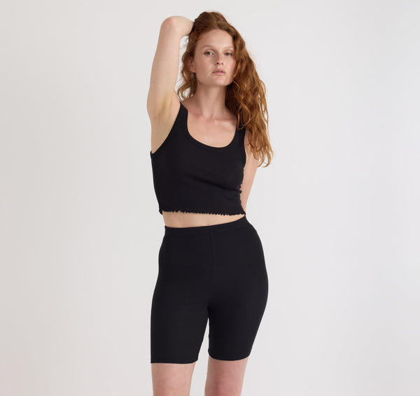 Organic Basics Core Rib Bike Shorts Black