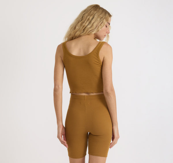 Organic Basics Core Rib Bike Shorts Golden Clay