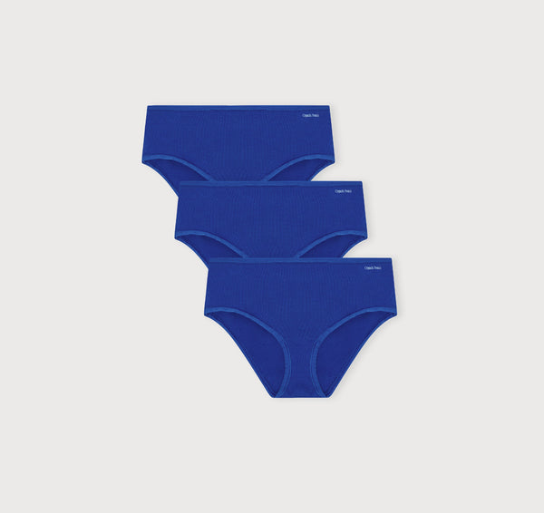 Organic Basics Core Rib Briefs 3-Pack Vibrant Blue