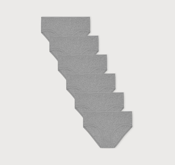 organic basics Core Rib Briefs 6-Pack Grey Melange