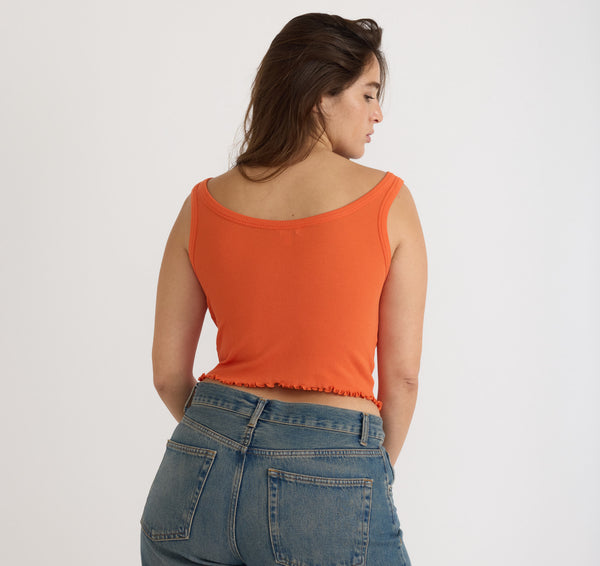 Organic Basics Core Rib Crop Tank Top Tangerine