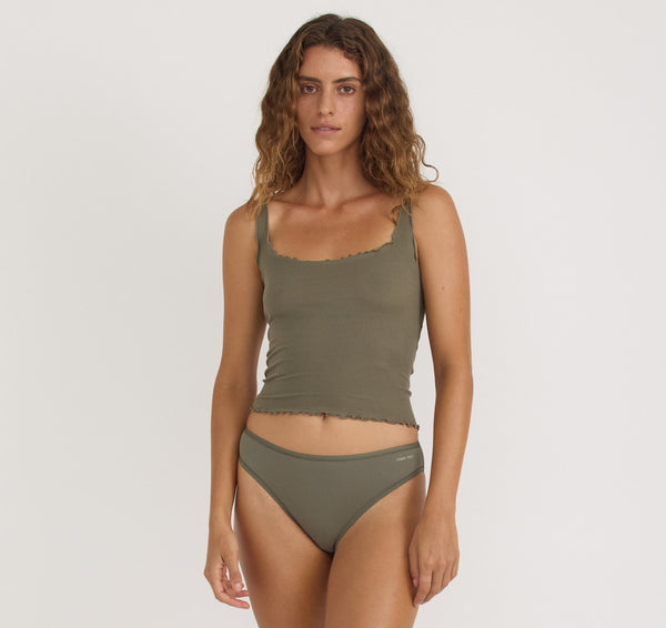 organic basics Core Rib Curl Edge Tank Top Thyme