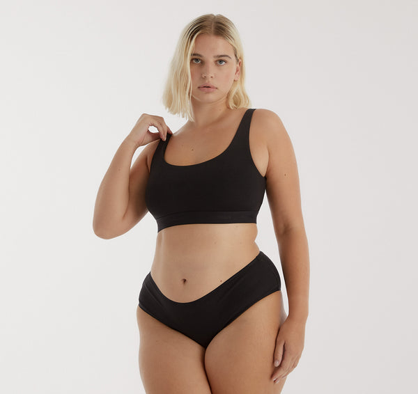 Organic Basics Core Rib High-Leg Briefs Black