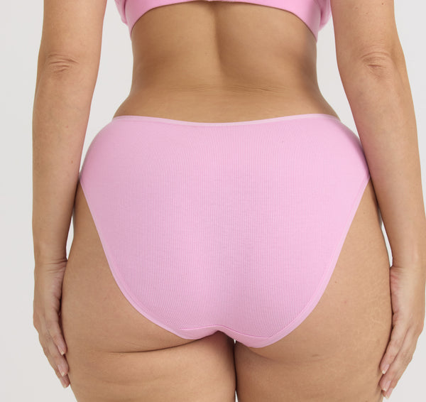 Organic Basics Core Rib High-Leg Briefs Petal Pink