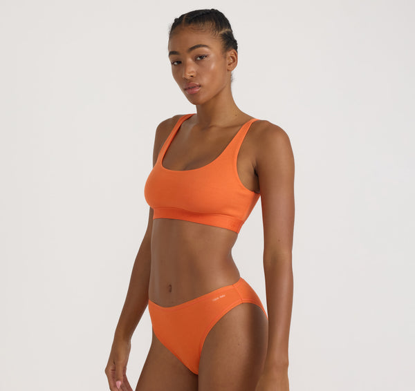 Organic Basics Core Rib High-Leg Briefs Tangerine