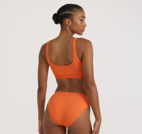 Organic Basics Core Rib High-Leg Briefs Tangerine