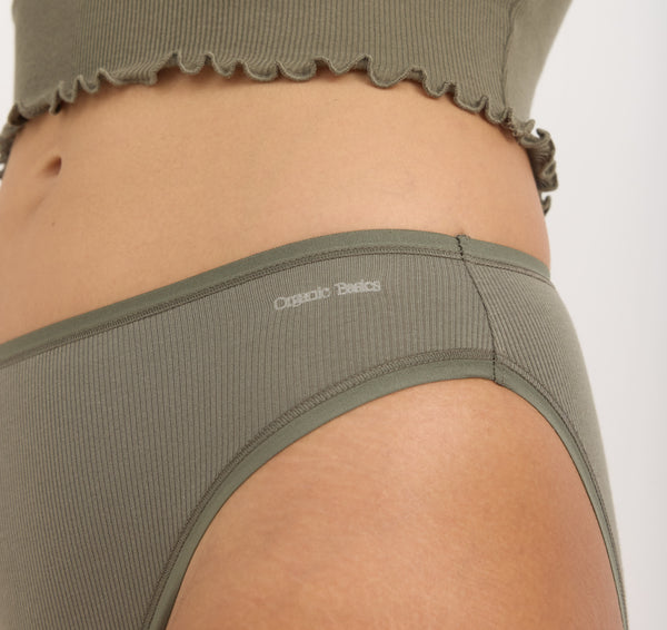 organic basics Core Rib High-Leg Briefs Thyme