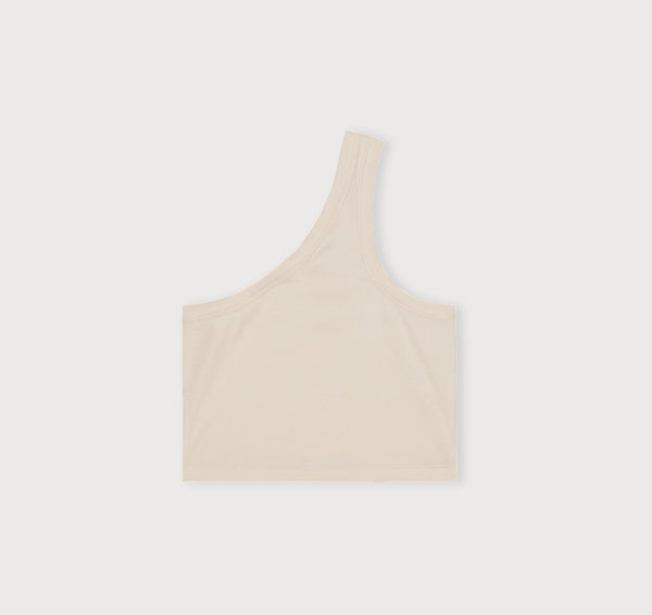 Organic Basics Core Rib One Shoulder Crop Top Oat