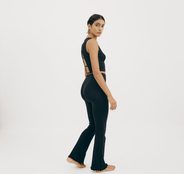 Organic Basics Core Rib Open Back Tank Top Black