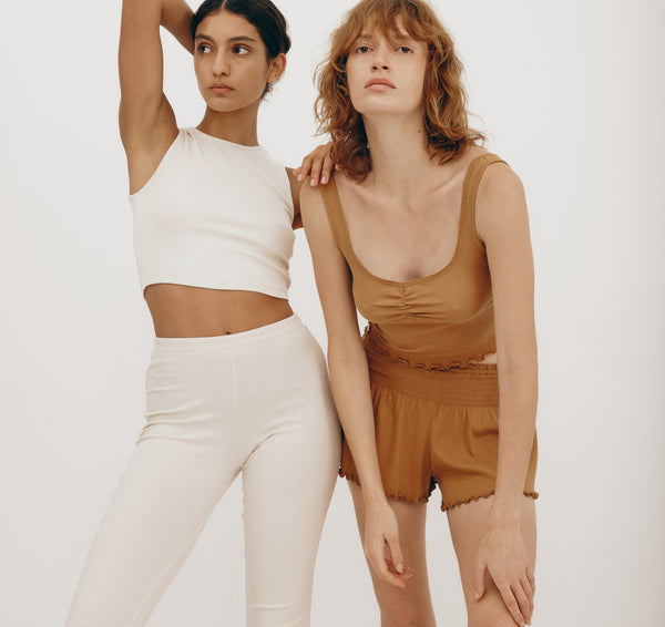 Organic Basics Core Rib Open Back Tank Top Oat