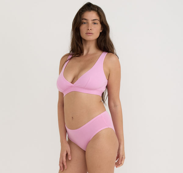Organic Basics Core Rib Plunge Bralette Petal Pink