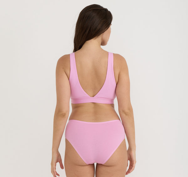 Organic Basics Core Rib Plunge Bralette Petal Pink