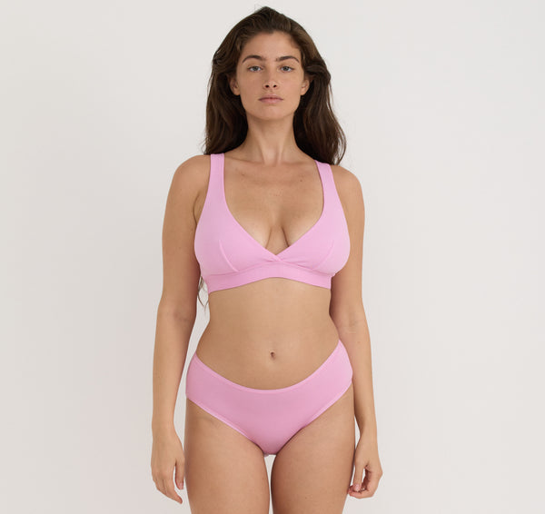 organic basics Core Rib Plunge Bralette Petal Pink