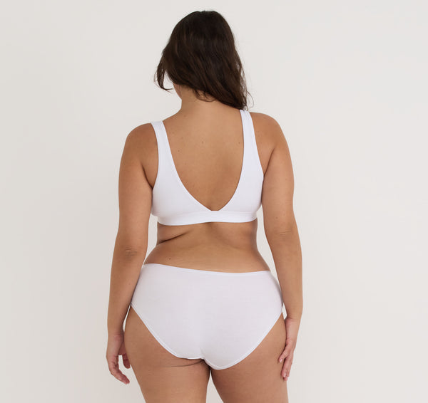 Organic Basics Core Rib Plunge Bralette White