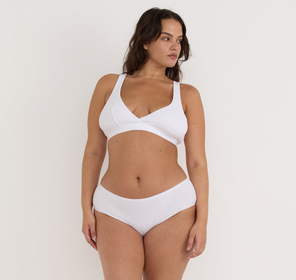 organic basics Core Rib Plunge Bralette White