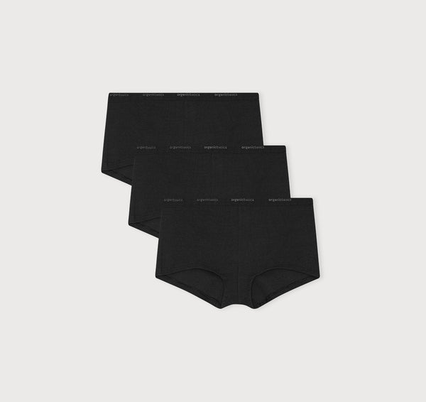 organic basics Core Rib Shorty 3-Pack Black