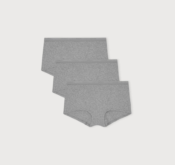 organic basics Core Rib Shorty 3-Pack Grey Melange