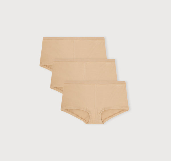 organic basics Core Rib Shorty 3-Pack Hazelnut