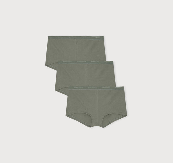 organic basics Core Rib Shorty 3-Pack Seaweed