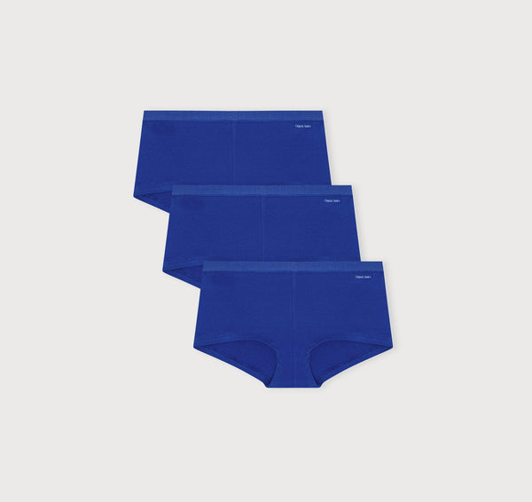 organic basics Core Rib Shorty 3-Pack Vibrant Blue