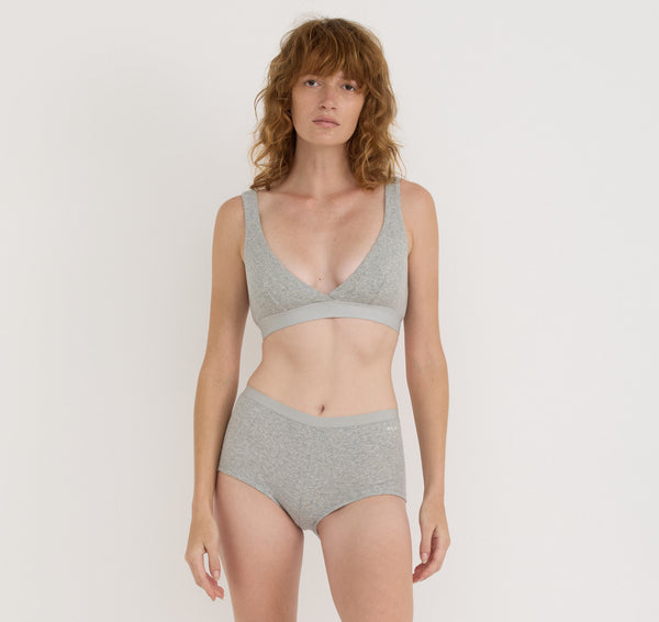 organic basics Core Rib Shorty Grey Melange