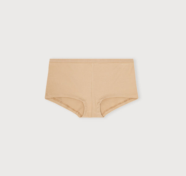 organic basics Core Rib Shorty Hazelnut