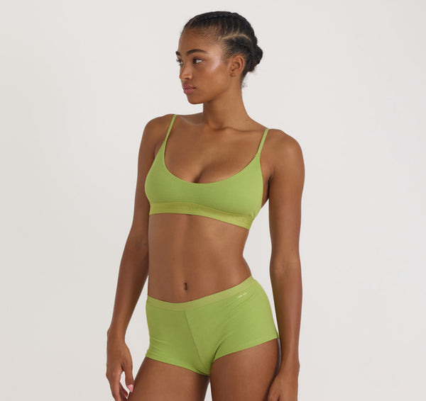 organic basics Core Rib Shorty Matcha Green