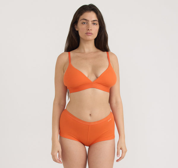 organic basics Core Rib Shorty Tangerine