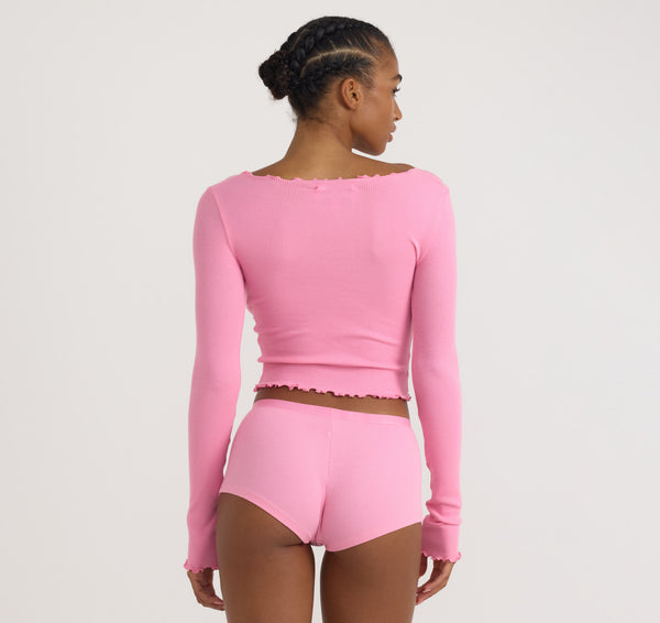 Organic Basics Core Rib Shorty Tulip Pink