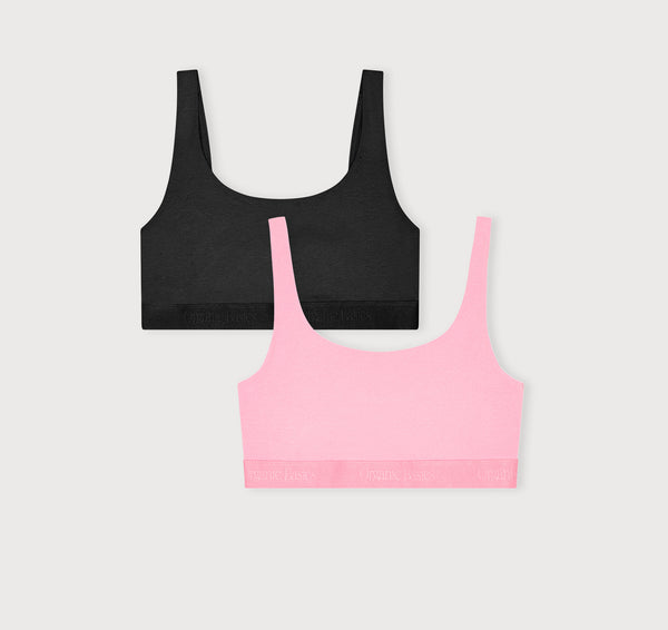 organic basics Core Rib Tank Bralette 2-Pack Black