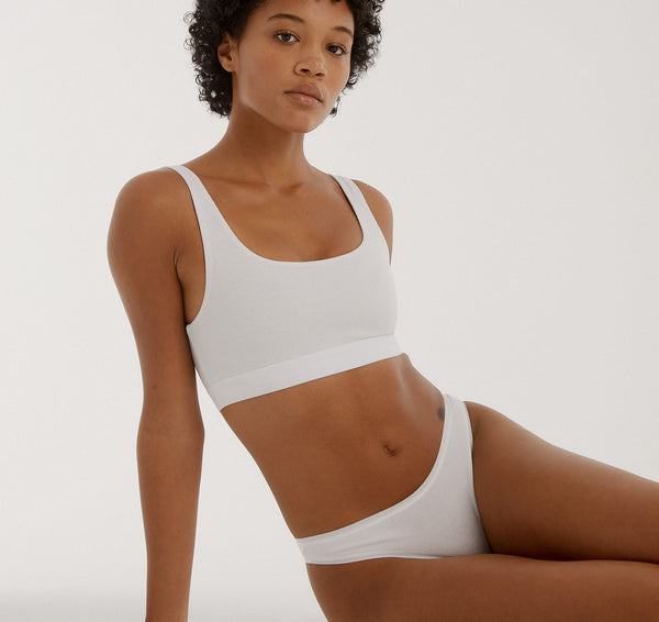 Organic Basics Core Rib Tank Bralette 2-Pack White