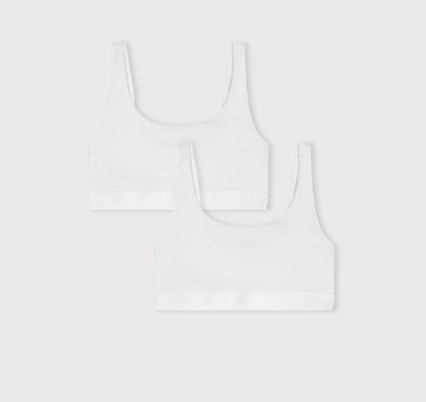 organic basics Core Rib Tank Bralette 2-Pack White