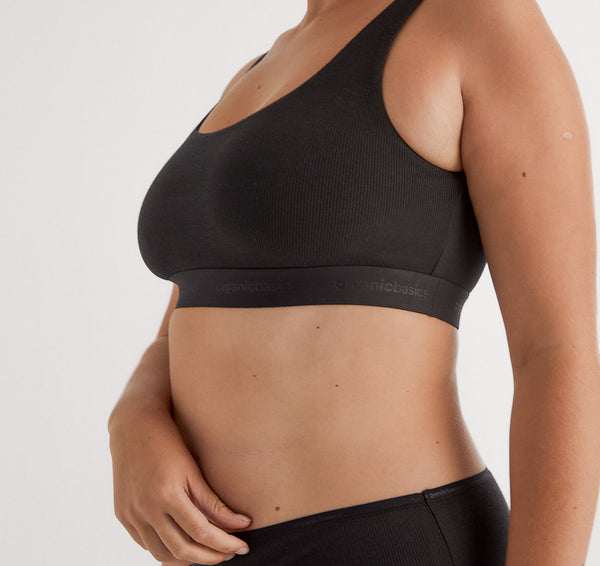 organic basics Core Rib Tank Bralette Black