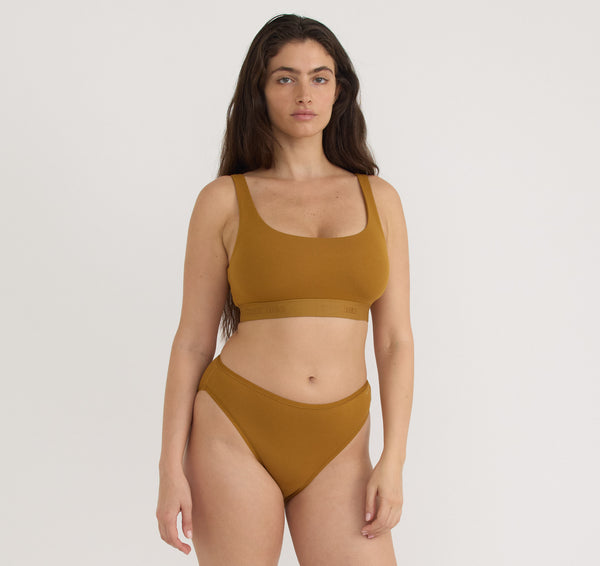 organic basics Core Rib Tank Bralette Golden Clay