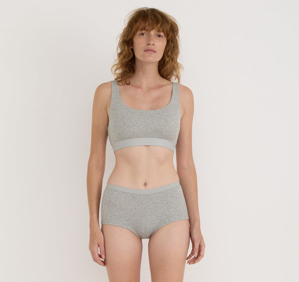 organic basics Core Rib Tank Bralette Grey Melange