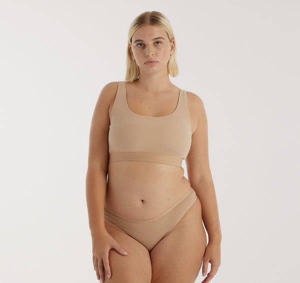 Organic Basics Core Rib Tank Bralette Hazelnut