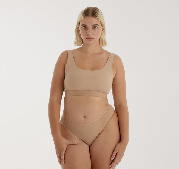 Organic Basics Core Rib Tank Bralette Hazelnut