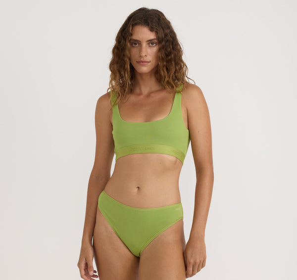 organic basics Core Rib Tank Bralette Matcha Green