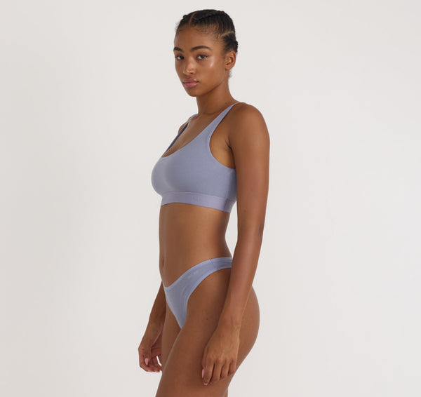 Organic Basics Core Rib Tank Bralette SIlver Mist