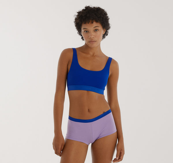 Organic Basics Core Rib Tank Bralette Vibrant Blue