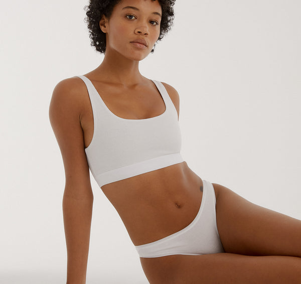 organic basics Core Rib Tank Bralette White
