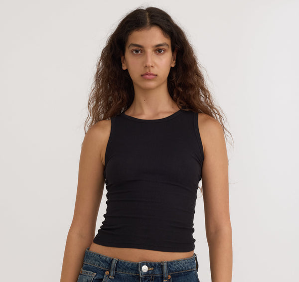 Organic Basics Core Rib Tank Top Black