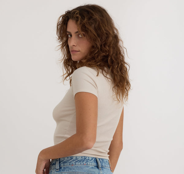 Organic Basics Core Rib Tee Sandstone