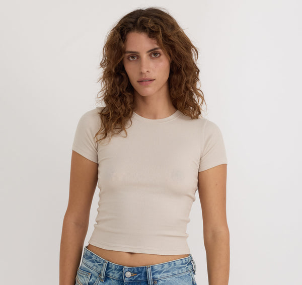 organic basics Core Rib Tee Sandstone