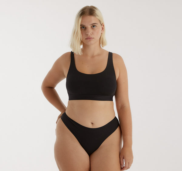 Organic Basics Core Rib Thong 3-Pack Black
