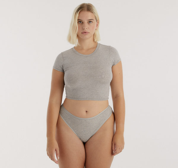 Organic Basics Core Rib Thong 3-Pack Grey Melange