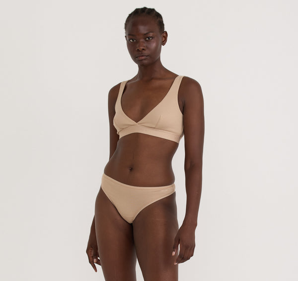 Organic Basics Core Rib Thong 3-Pack Hazelnut